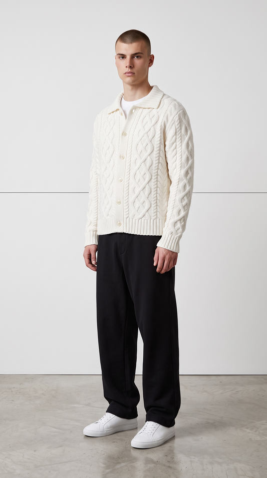 W69MG Maglia cardigan Intrecciata F.3 - RO