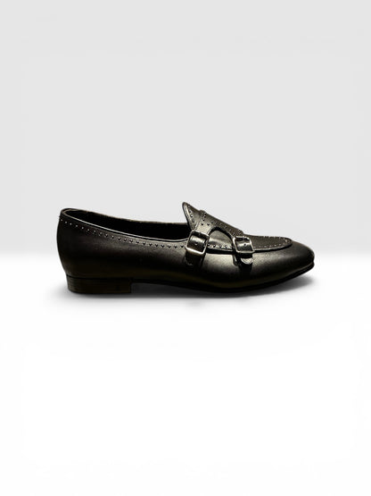 Mocassino Doppia Fibbia Borchie Mod. PORCHE 456/01 - NB