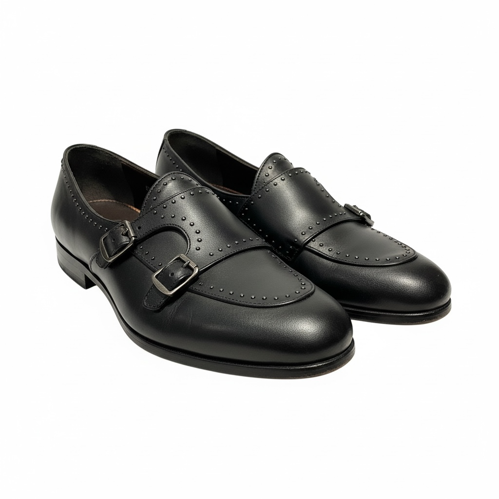 Mocassino Doppia Fibbia Borchie Mod. PORCHE 456/01 - NB