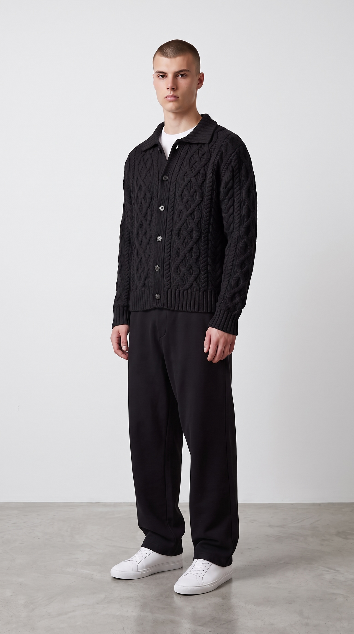 W69MG Maglia cardigan Intrecciata F.3 - RO